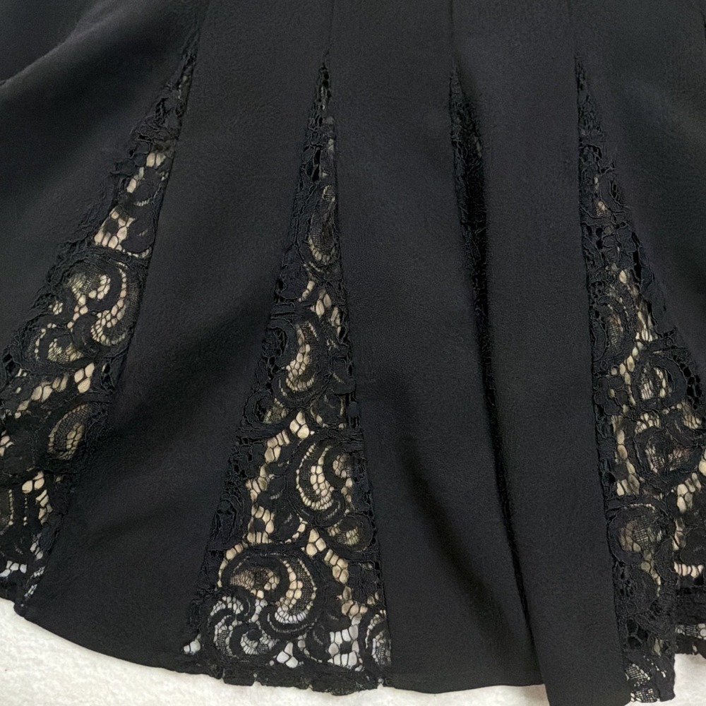 Tommy Hilfiger Black Fit & Flare Lace Dress Scoop Neck Lined Short Sz 12 - Picture 2 of 10